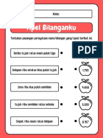 Merah Ilustrasi Apel Nama Bilangan Lembar Kerja Matematika