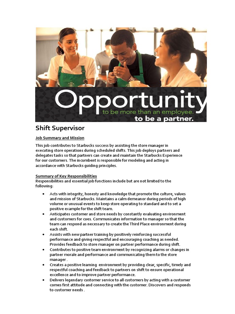 STARBUCKS SHIFT SUPERVISOR HANDBOOK visual data 3