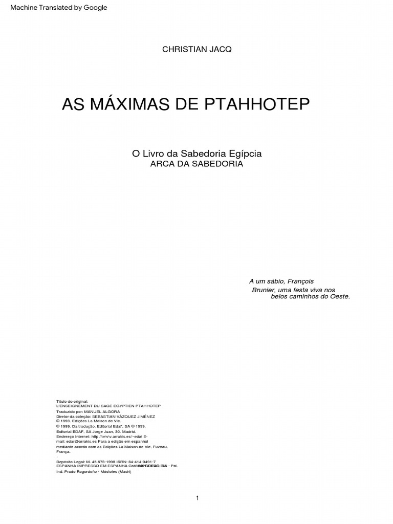 As m ximas de ptahhotep portugu s google download gr tis pdf antigo