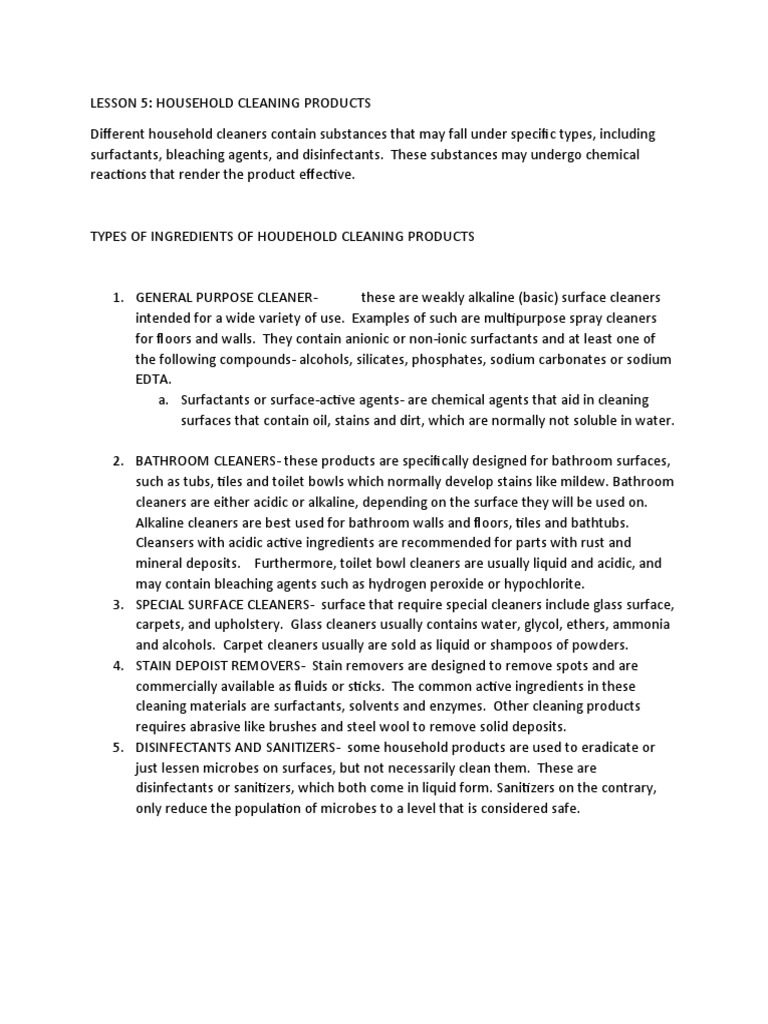 Chapter 5 Cleaning Agents PDF Chemical Substances Physical Sciences