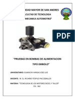 Informe Bombas de Alimentacion Motor Diesel