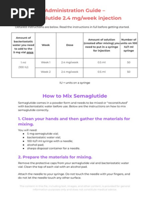 Semaglutide Mixing and Injection Guide | PDF | Injection (Medicine) |  Syringe