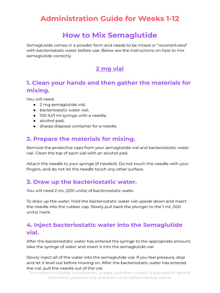 semaglutide compound mixing instructions FDA alerts health care providers, compounders and patients of dosing errors associated with compounded injectable products Understanding Semaglutide Weight Loss Dosage: