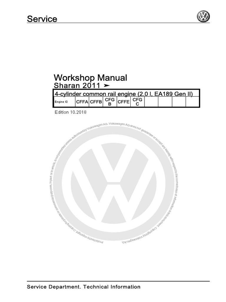 EA189 Diesel Engine Workshop Manual | PDF | Vehicle Parts | Vehicles