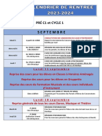 CALENDRIER RENTREE 23 - PREC1 Et CYCLE1