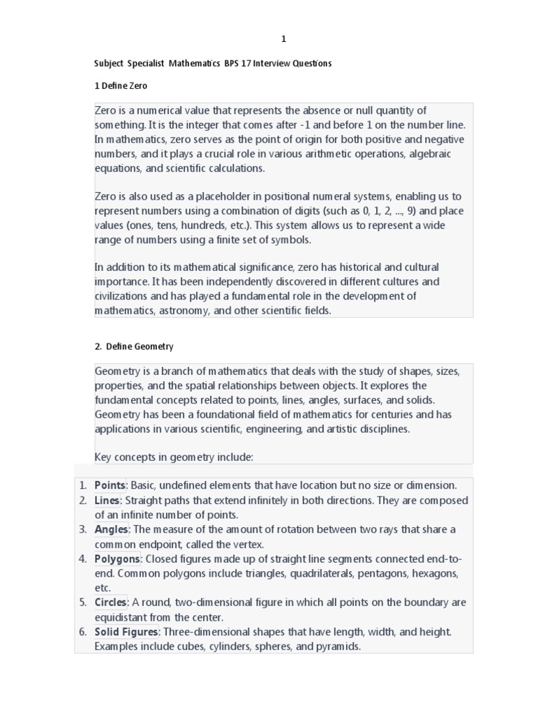 Mathematics Interview Questions Overview | PDF | Euclidean Vector ...