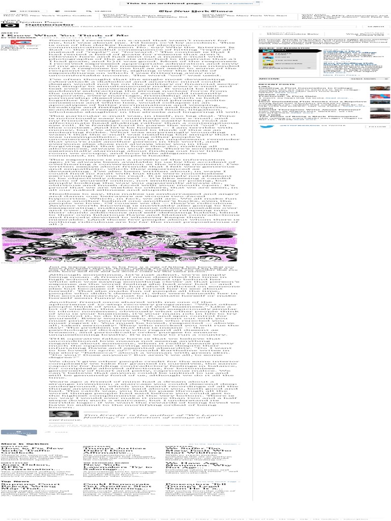 I Know What You Think of Me - The New York Times | PDF