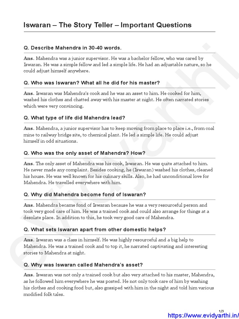 important-question-cbse-class-9-moments-chapter-3-iswaran-the-story