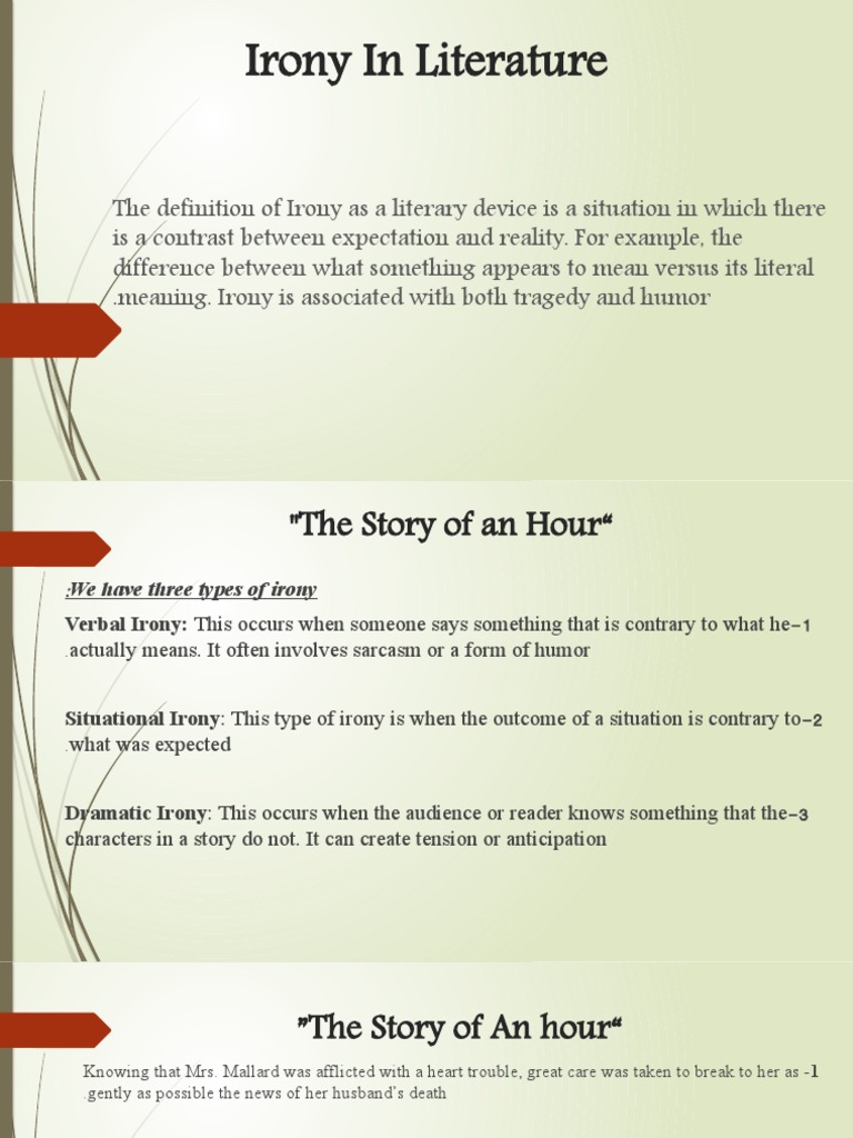 The Story of An Hour PDF Irony