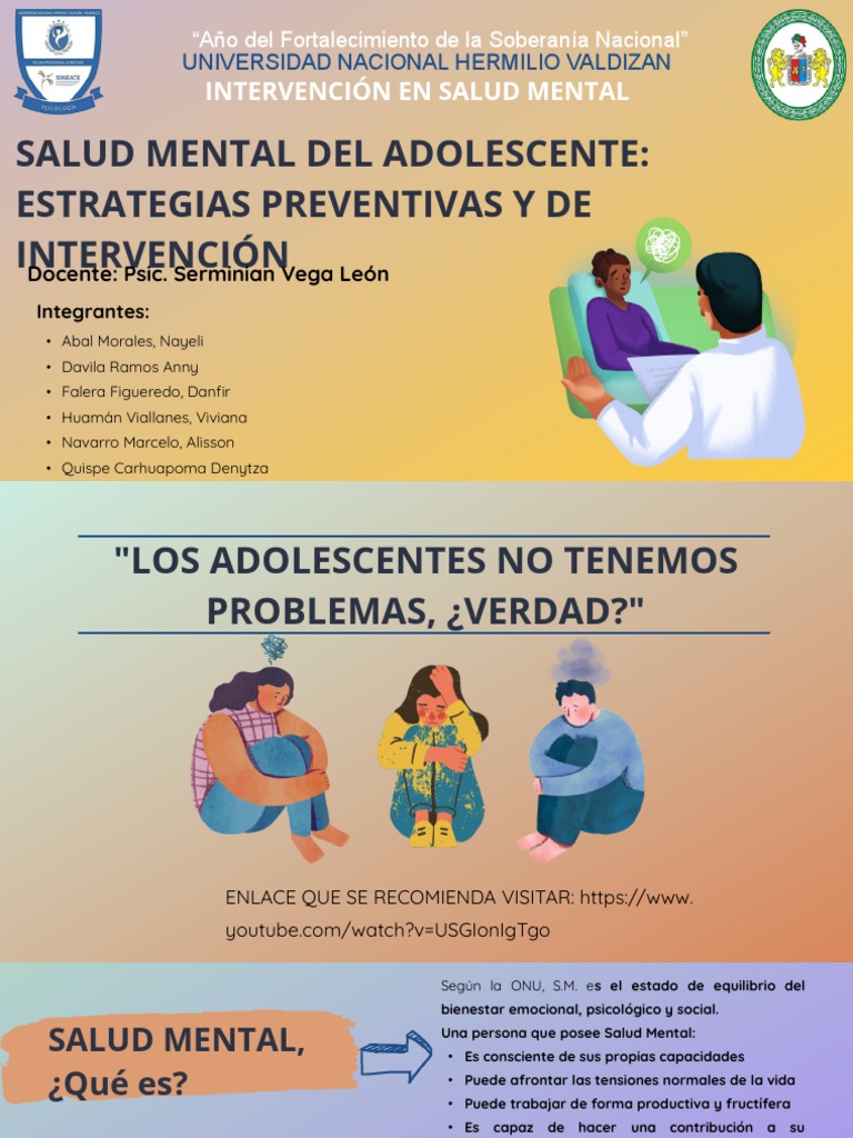 Salud Mental Del Adolescente Y Estrategias Preventivas y de