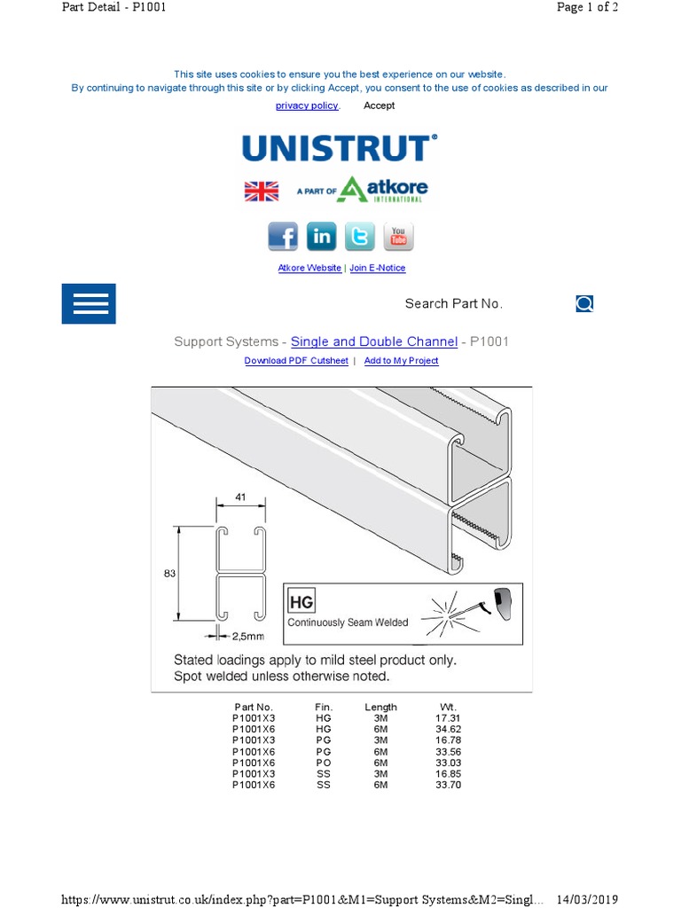 019 P1001 Unistrut | PDF