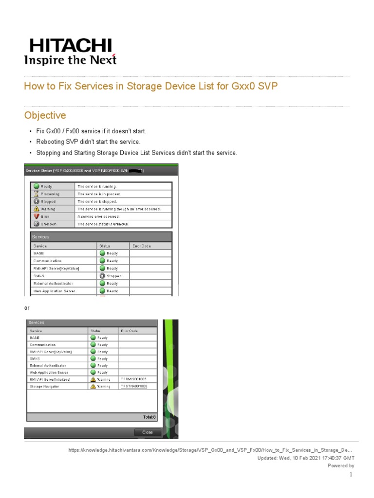 How to fix services in storage device list for gxx0 svp pdf booting
