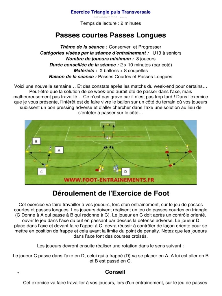 Exercice de passes en triangle et transversale | PDF | Des sports