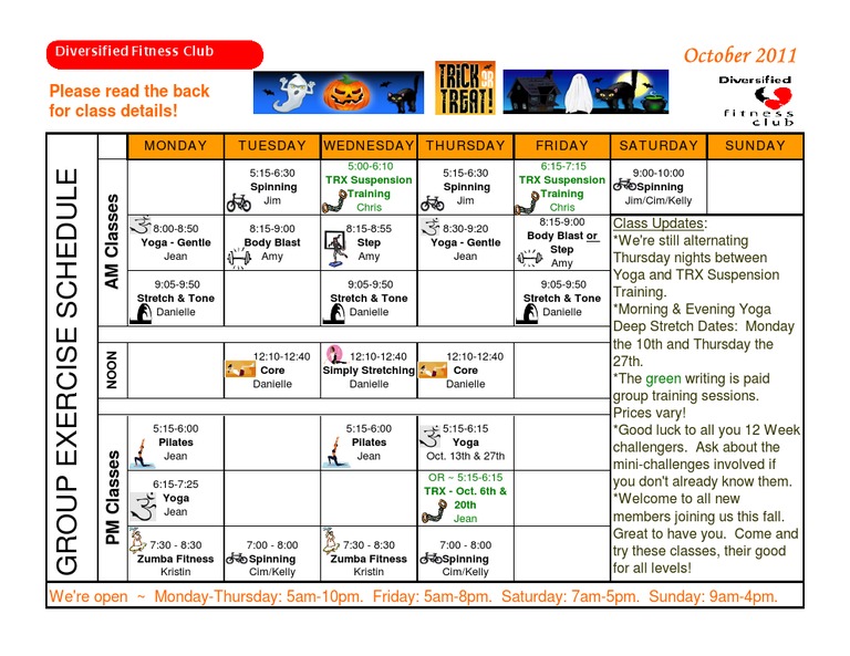 Weekly Group Exercise Schedule | PDF