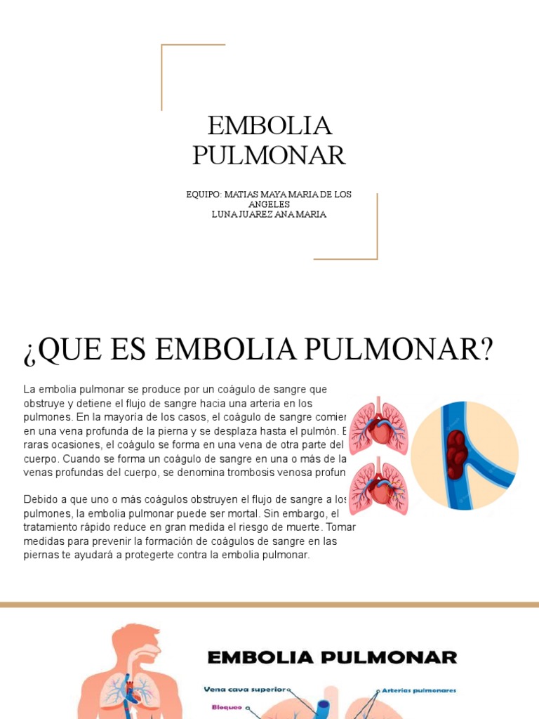 Guía sobre Embolia Pulmonar: Síntomas y Tratamiento | PDF | Trombo ...