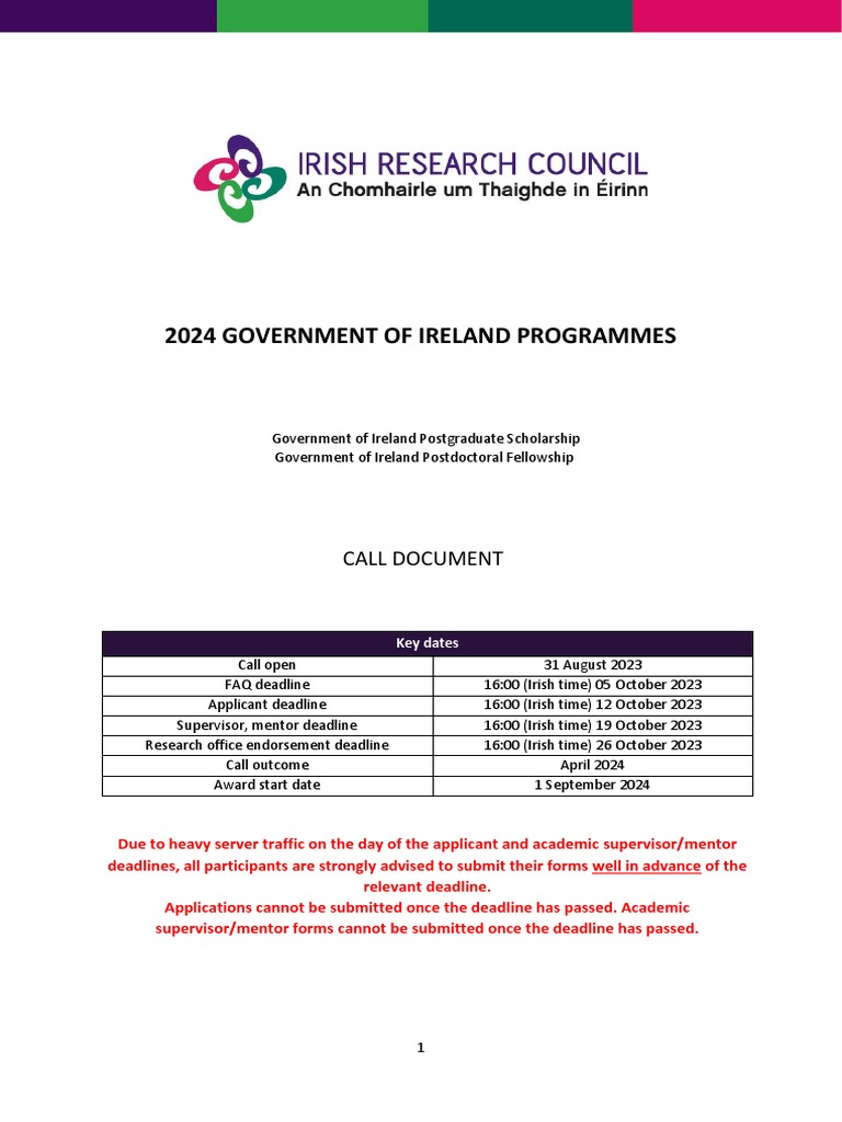 2024 Government of Ireland Fellowships | PDF | Sustainability ...