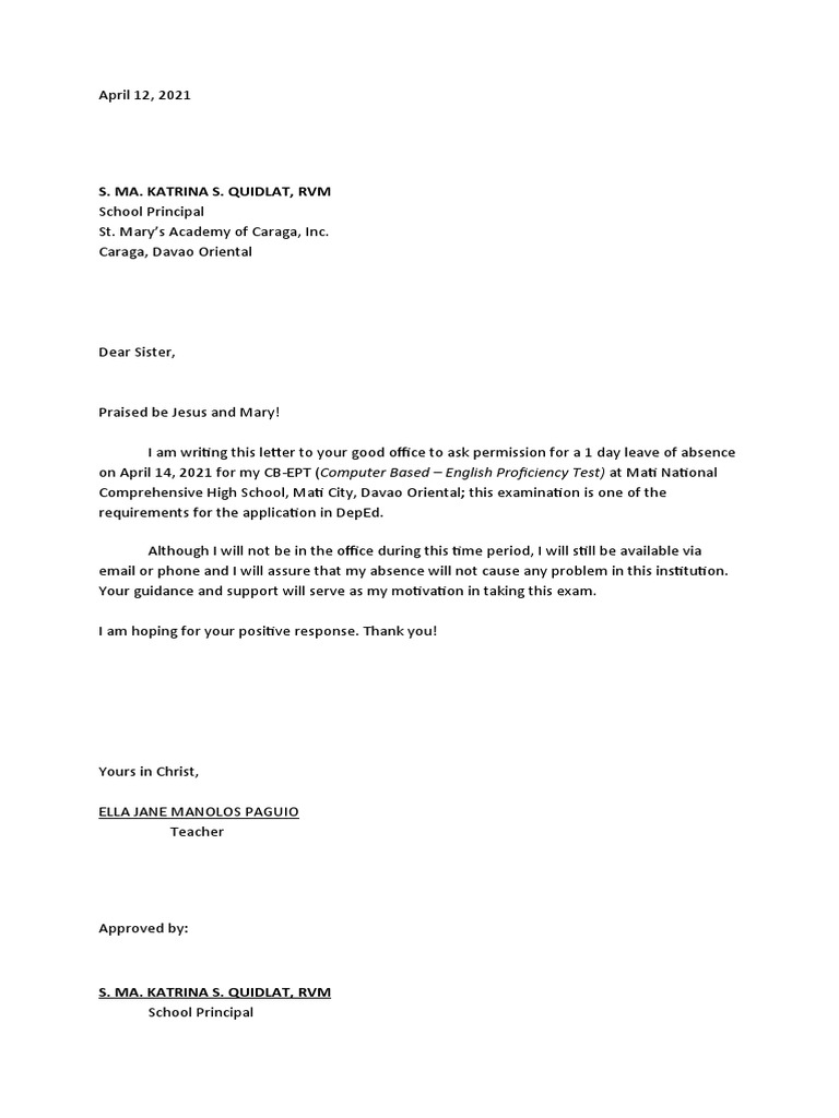 Request for Exam Absence Approval | PDF