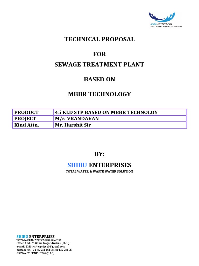 45 KLD STP Proposal Using MBBR Technology | PDF | Sewage Treatment | Water