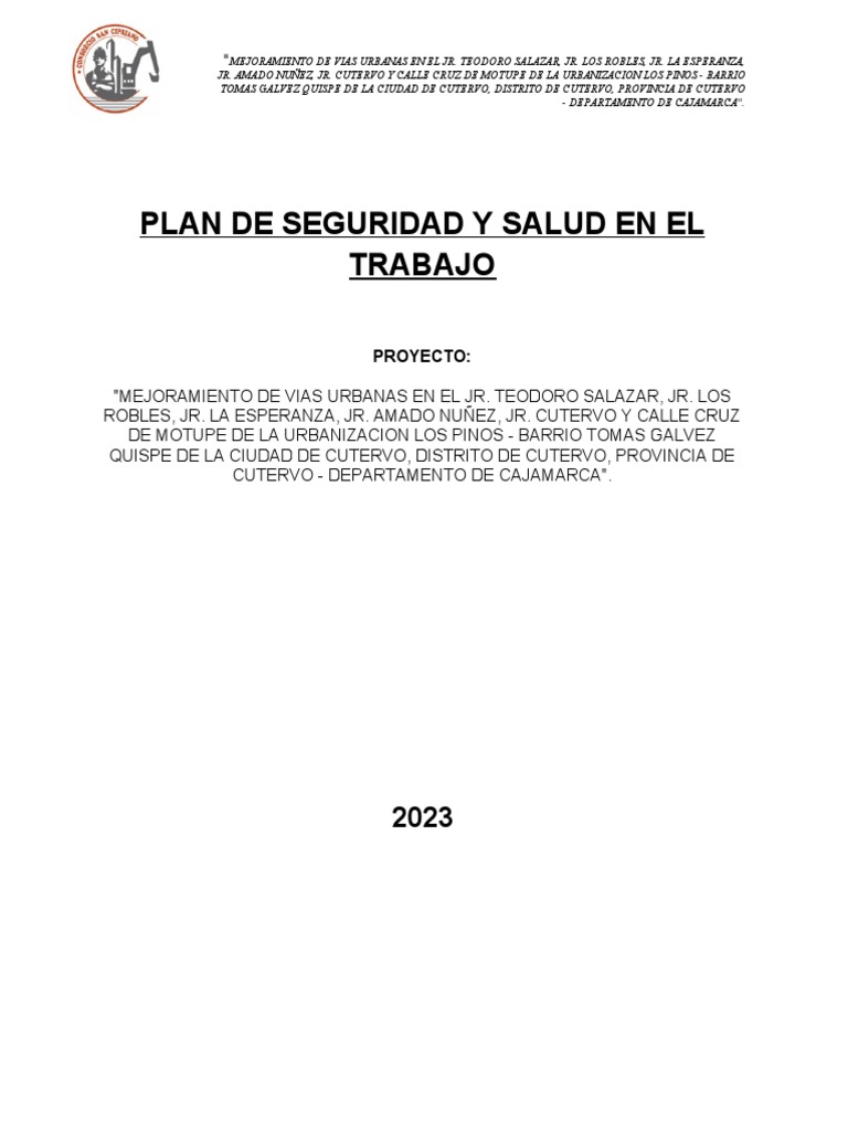 Plan de Seguridad y Salud en El Trabajo | PDF