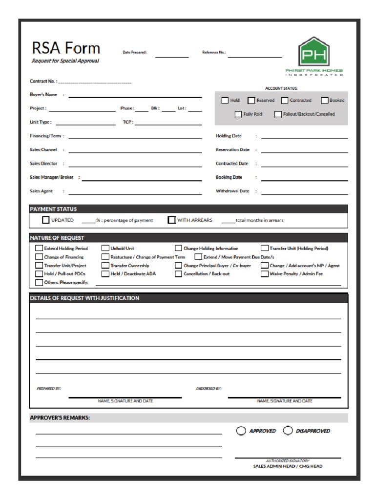 RSA Form PDF