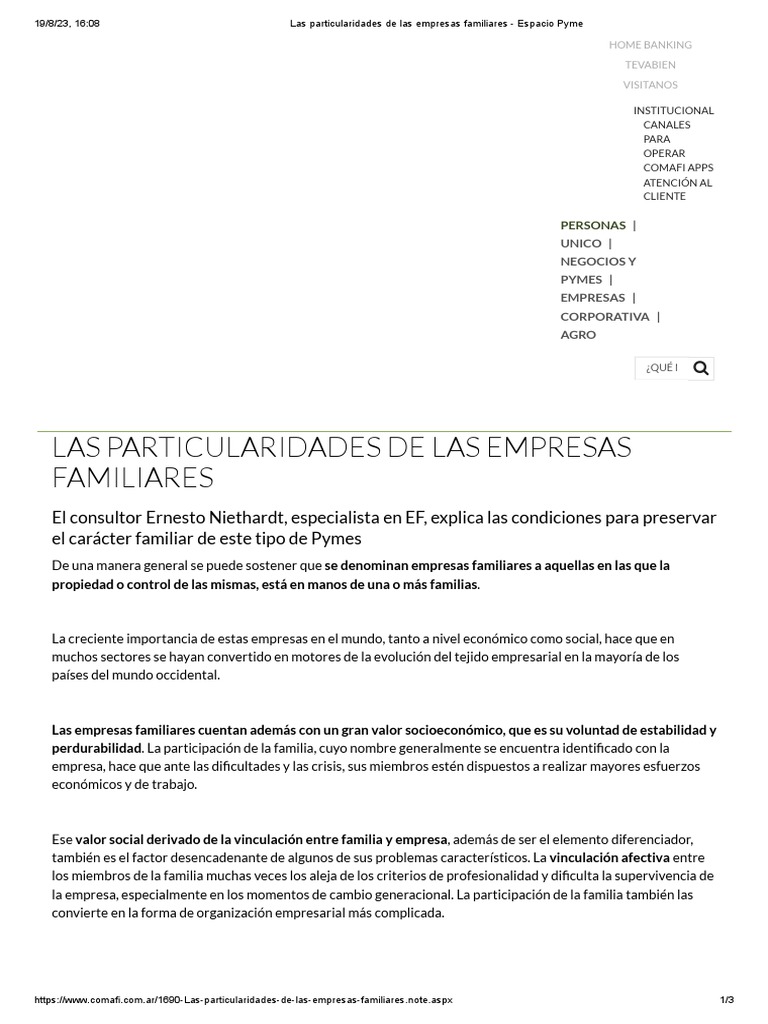 Las Particularidades de Las Empresas Familiares - Espacio Pyme | PDF ...