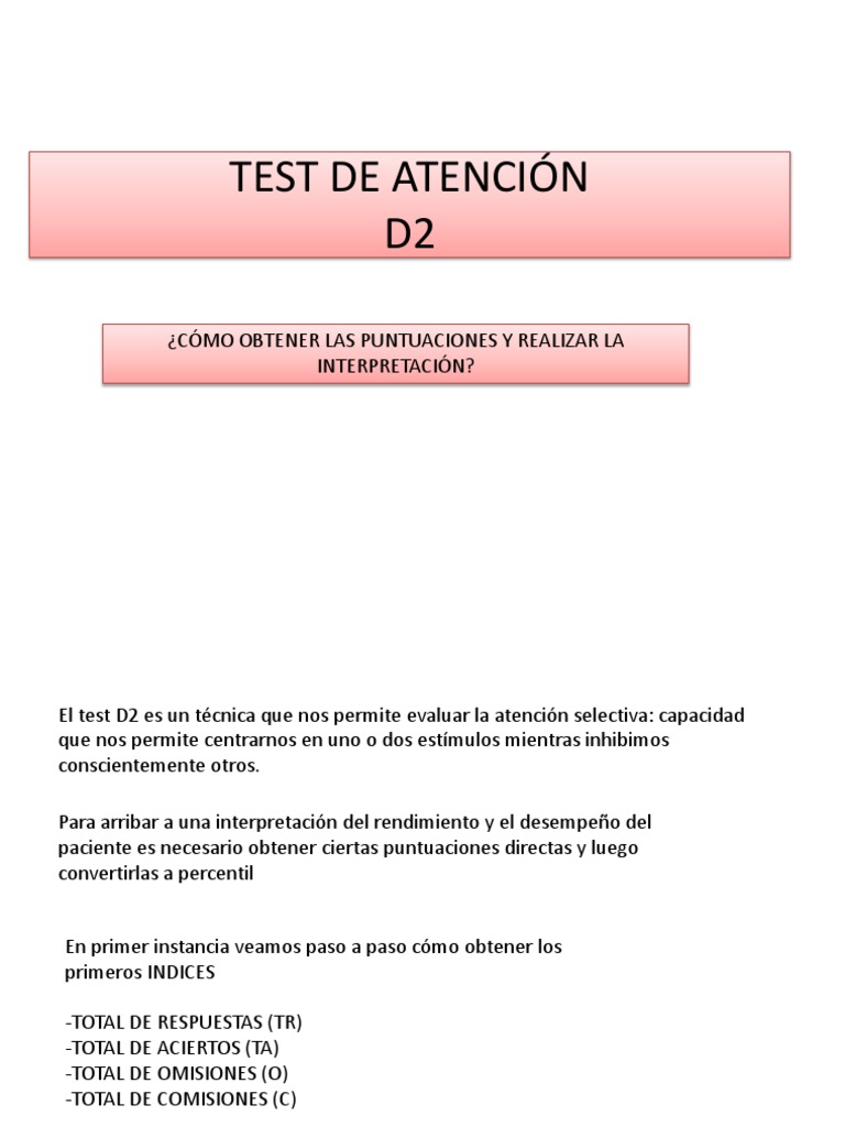 Interpretación del Test D2 de Atención | PDF | Ciencia cognitiva ...
