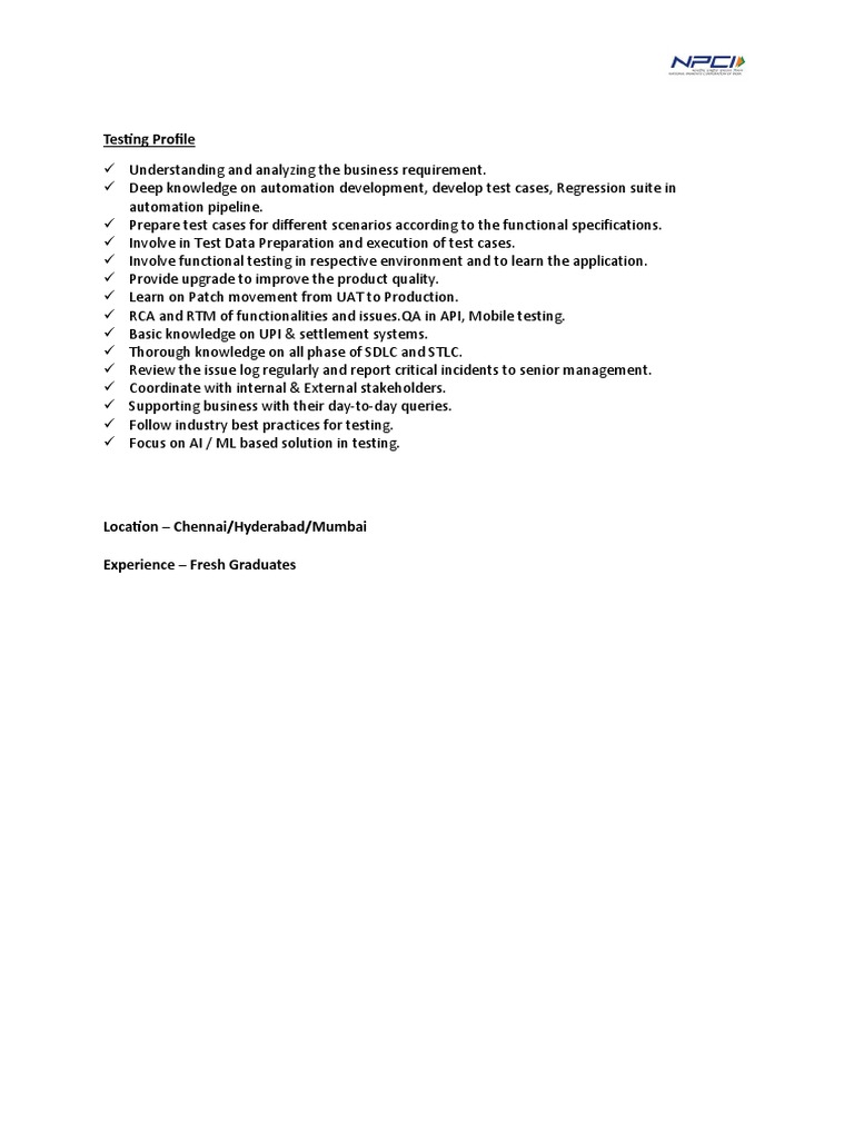 Job Description Testing Resource PDF