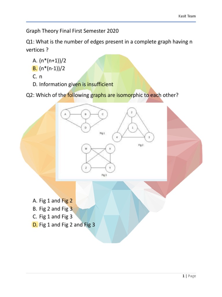 Graph Theory Final Exam Questions | PDF | Vertex (Graph Theory ...
