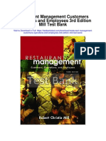 Restaurant Management Customers Operations and Employees 3rd Edition Mill Test Bank