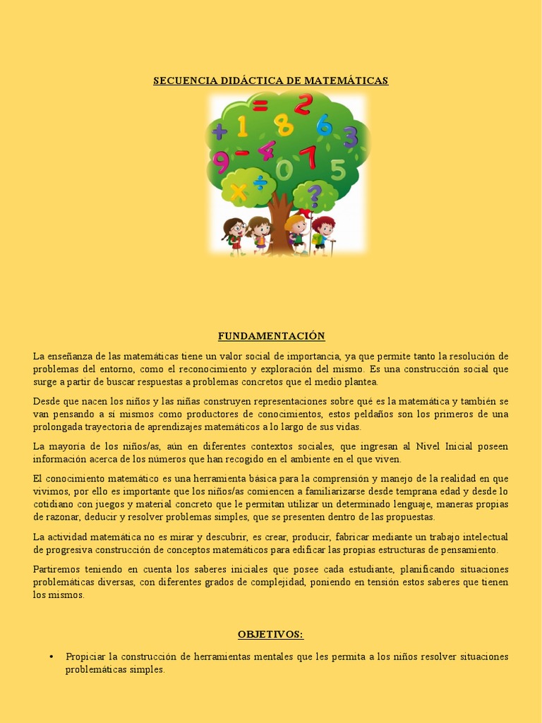 Secuencia Didáctica en Matemáticas Infantil | PDF | Matemáticas ...