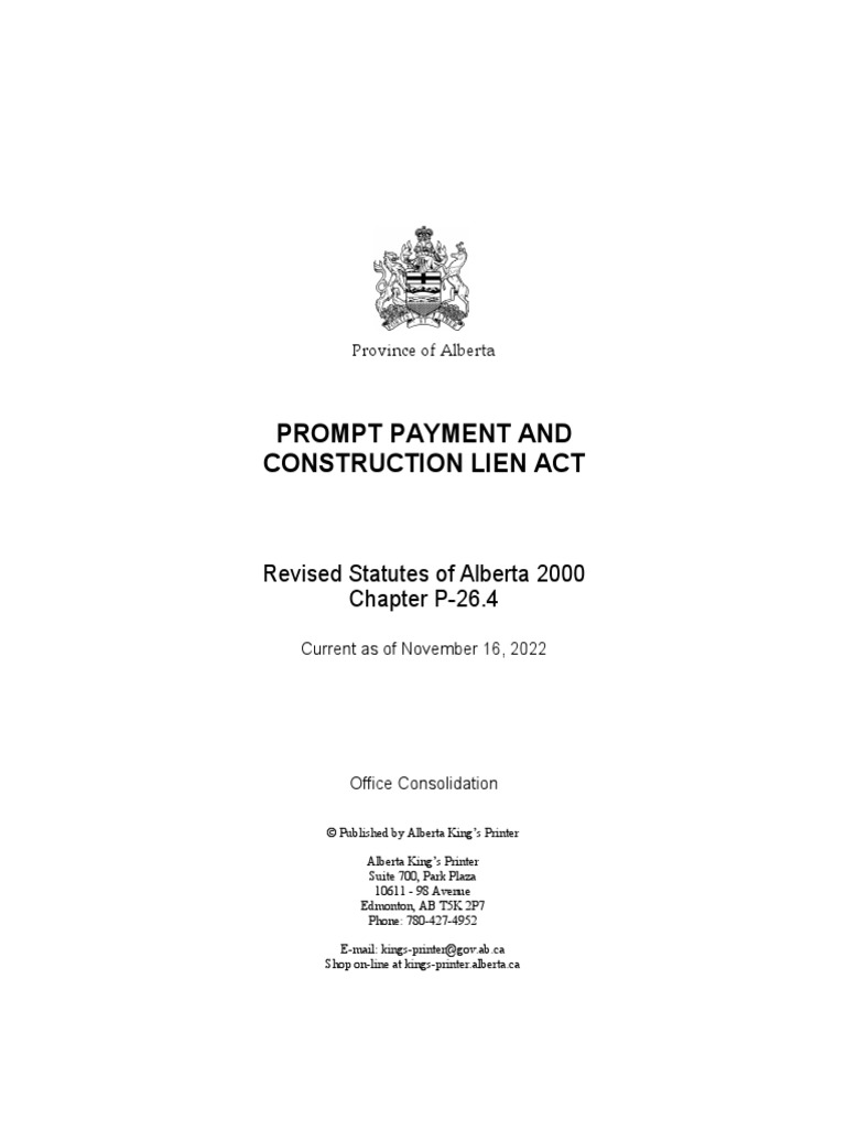 Construction Lien Act PDF Mortgage Law Lien