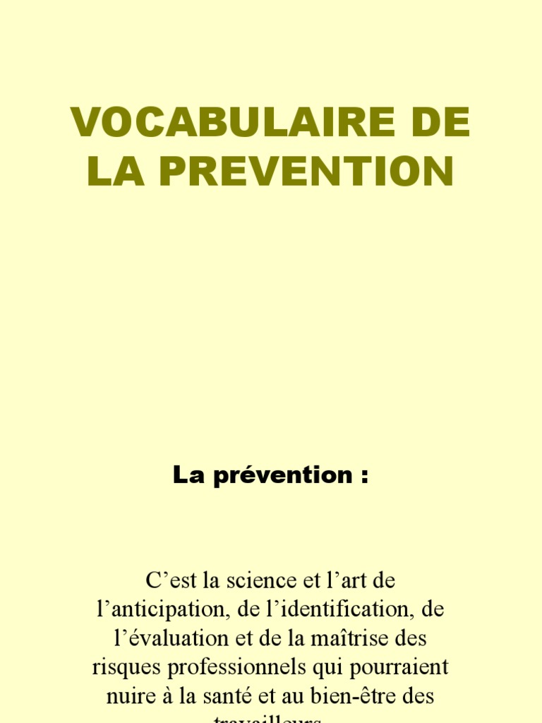 3 B Stratégies de Prévention Vocabulaire de La Prevention | PDF ...