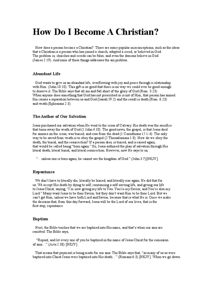 How To Become A Christian Pdf Baptism The Gospel