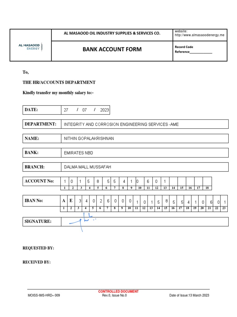 09- Bank Account Form - PDF File (1)_copy | PDF