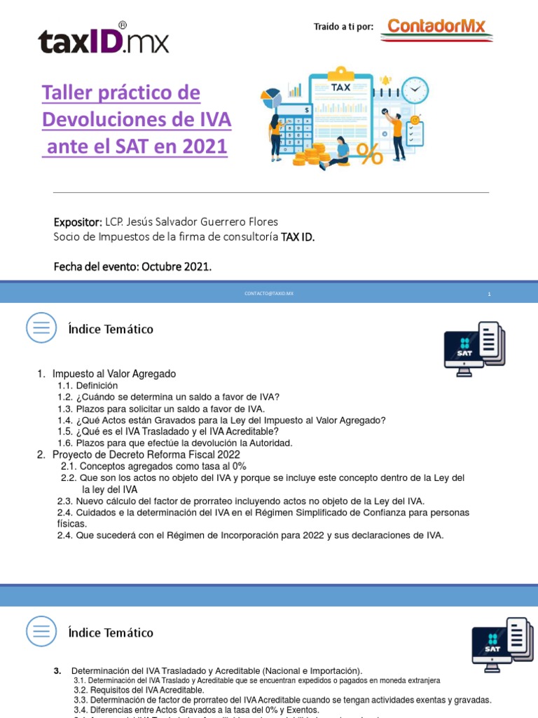 Curso Devoluciones de IVA Octubre 2021 | PDF | Impuesto sobre la renta ...