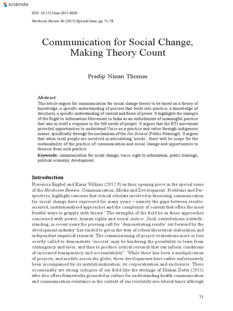 Communication for social change making theory coun pdf theory
