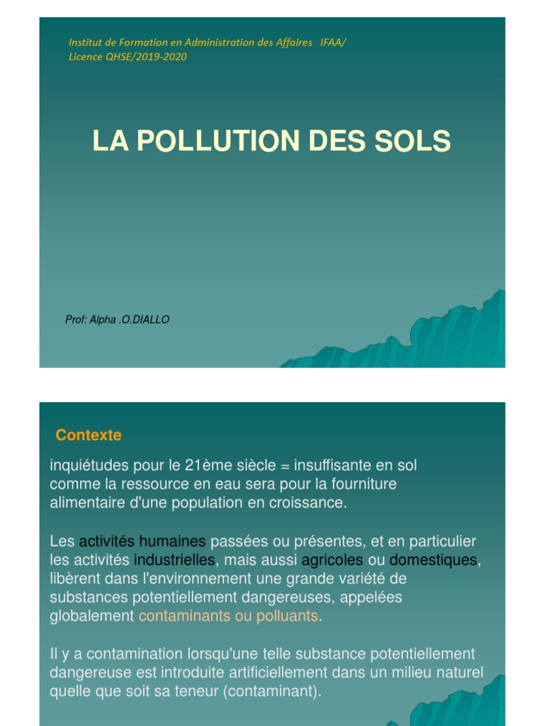 Pollution des sols : enjeux et impacts | PDF | la pollution | Sol ...