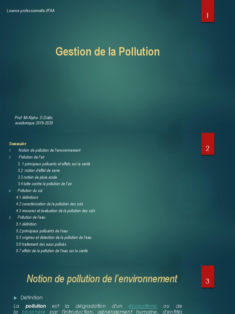 Cours Sur La Pollution (Réparé) PDF 1 | PDF | Pollution de l'air ...