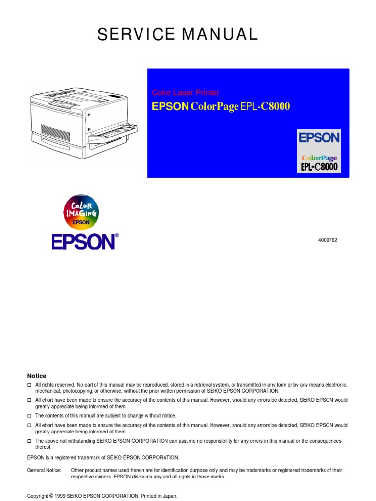 EPL C8000 Service Manual | PDF | Power Supply | Laser