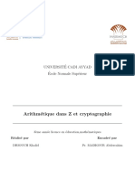 Arithmétiques Dans Z Et Cryptographie 