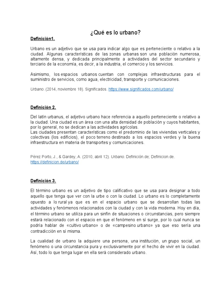 Definición de lo Urbano | PDF | Área urbana | Infraestructura