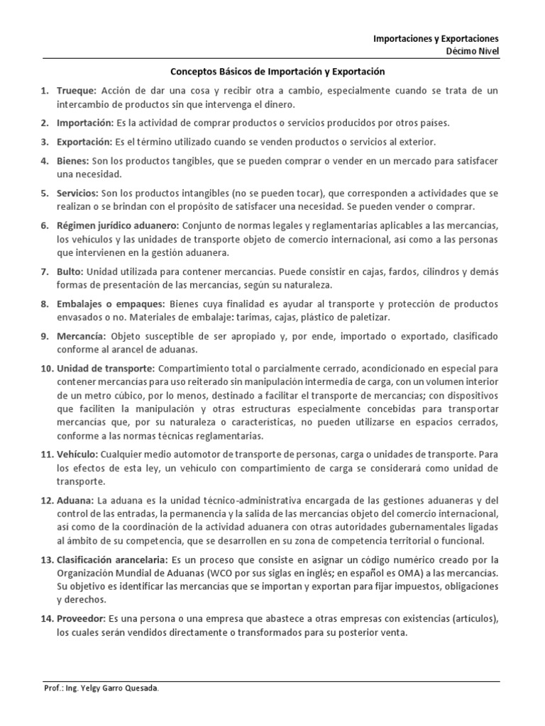Conceptos Clave de Importación y Exportación | PDF | aduana | El ...
