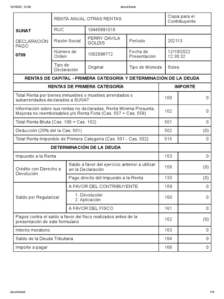 Declaración de Renta Anual SUNAT 2022 | PDF | Impuesto sobre la renta ...