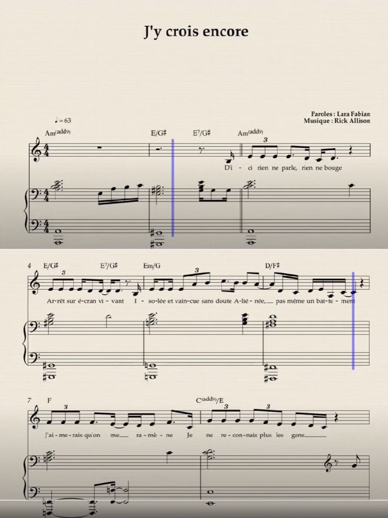 Lara Fabian J y crois encore Piano Niv 3 a PDF