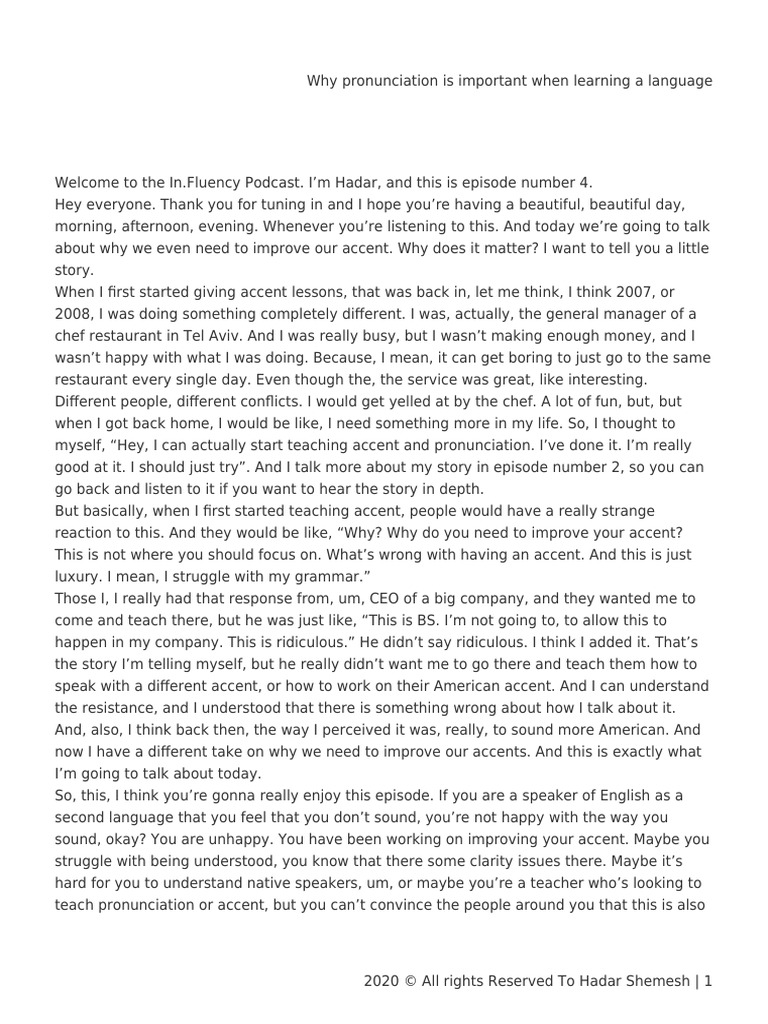 4 Why Pronunciation Is Important When Learning A Language Pdf