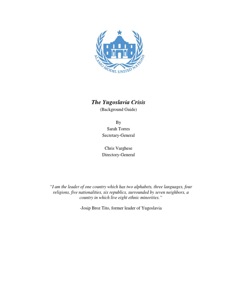 2018 Alamo Model UN Historical UNSC Background Guide PDF Slobodan