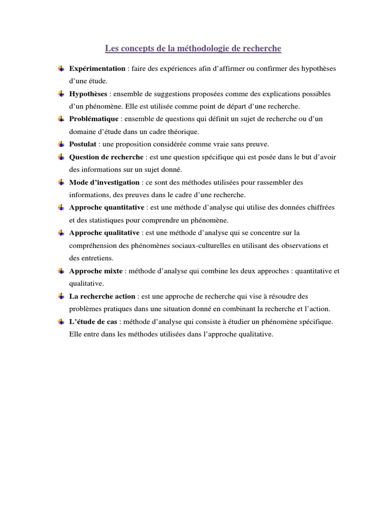 Concepts clés de la méthodologie de recherche | PDF