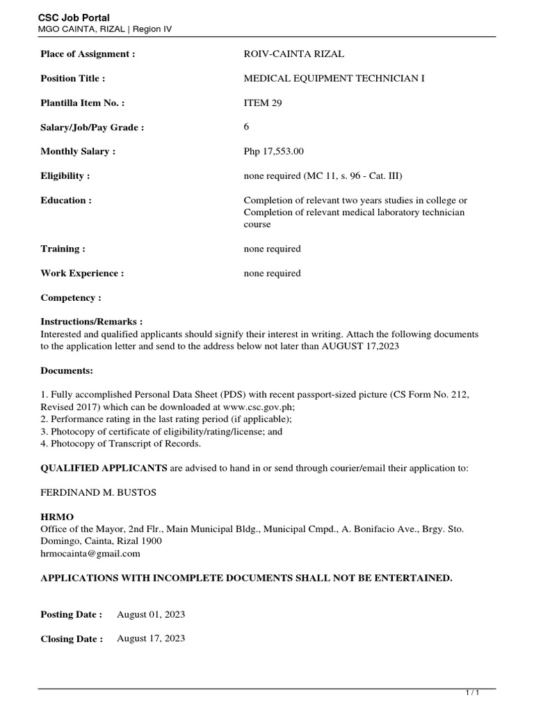 MGO_CAINTA_RIZALMEDICAL_EQUIPMENT_TECHNICIAN_I PDF