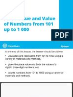 L1 Place Value and Value of Numbers From 101 Up To 1 000