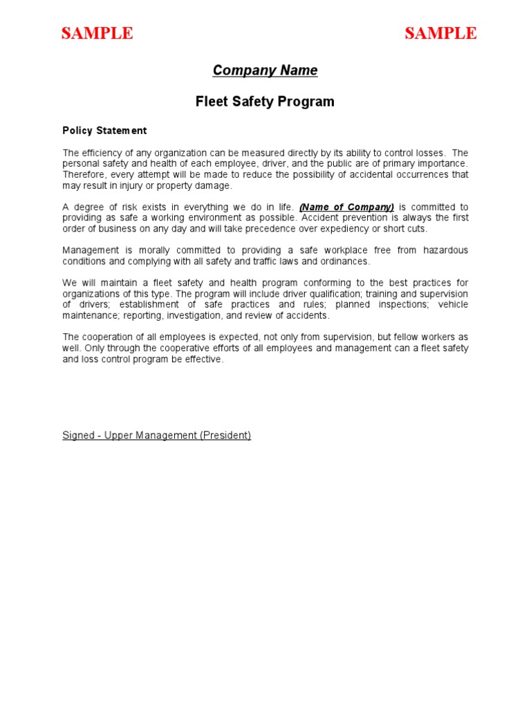 fleet safety program template